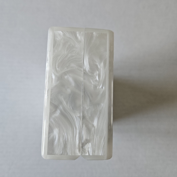 Edie Parker White Pearlescent Mrs. Bridal Slim Jean Box Clutch - Picture 10 of 16